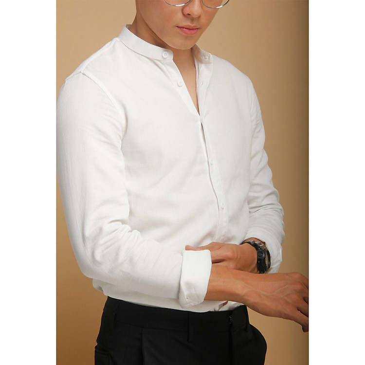 Sơ Mi Trắng Cổ Tàu Dáng Công Sở TRANGTAU96 (Trắng Tàu)