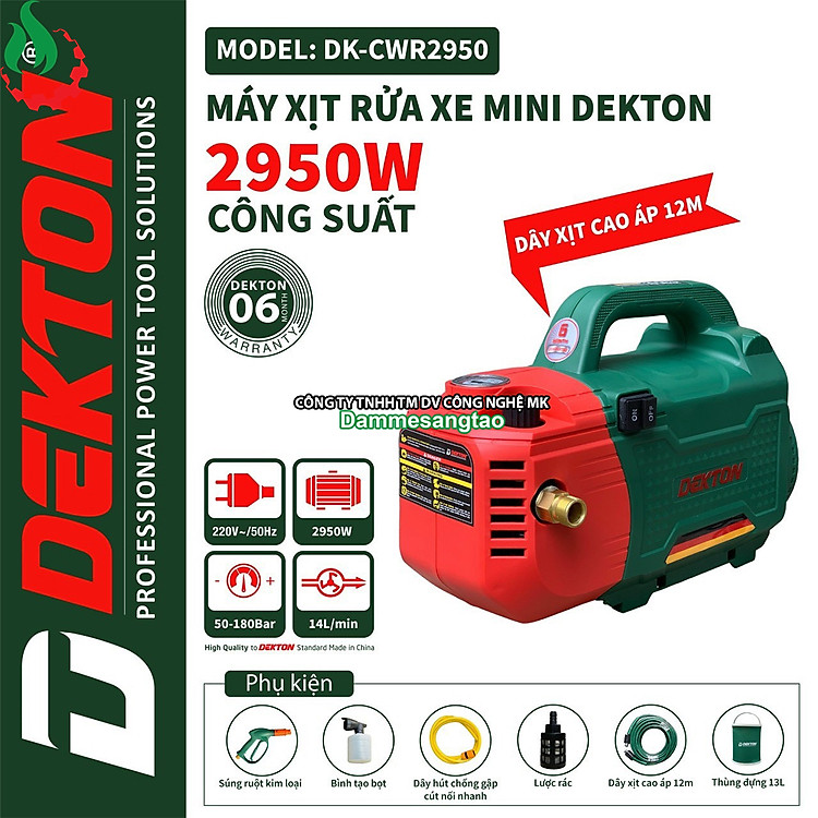 Máy Rửa Xe Chỉnh Áp DEKTON DK-CWR2951 điện 220V