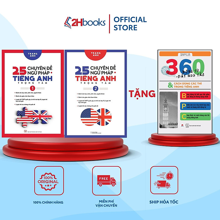 Sách 25 Chuyên đề ngữ pháp Tiếng anh, Combo 2 cuốn tác giả cô Trang Anh, tổng ôn ngữ pháp Tiếng Anh, 2HBooks