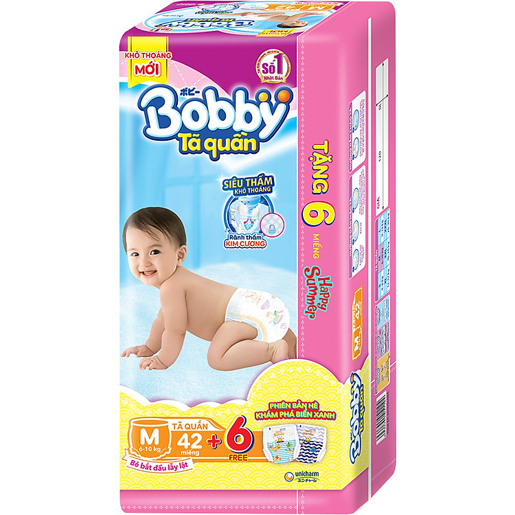 Tã Quần Bobby Gói Lớn M42 (42 Miếng)