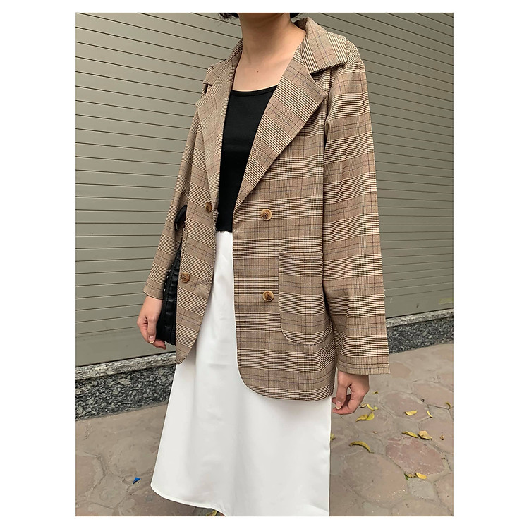 Áo Vest Nữ Kẻ Kiểu Dáng Hàn Quốc