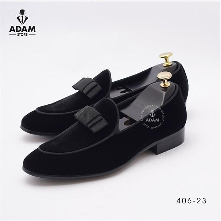 GIÀY DA NAM ADAM STORE ĐEN NHUNG ĐEN NƠ 406-23