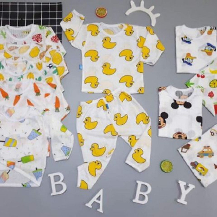 combo 4 bộ quần áo dài tay chất cotton giấy loại 1 cho bé