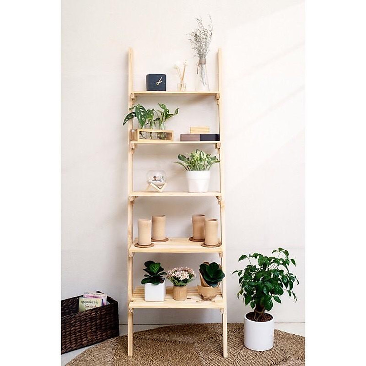 Giá/Thang gỗ dựa tường treo quần áo, phụ kiện chụp hình, Kệ treo đồ decor shop