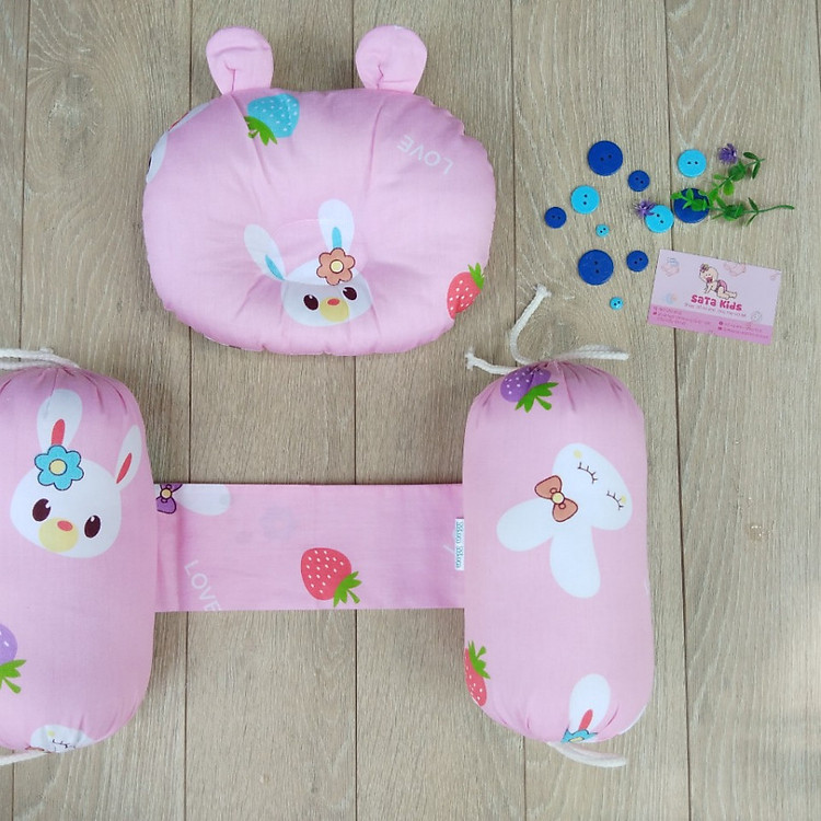 Bộ chặn kèm gối bé gái ( Ruột bông sinh học chống xẹp )