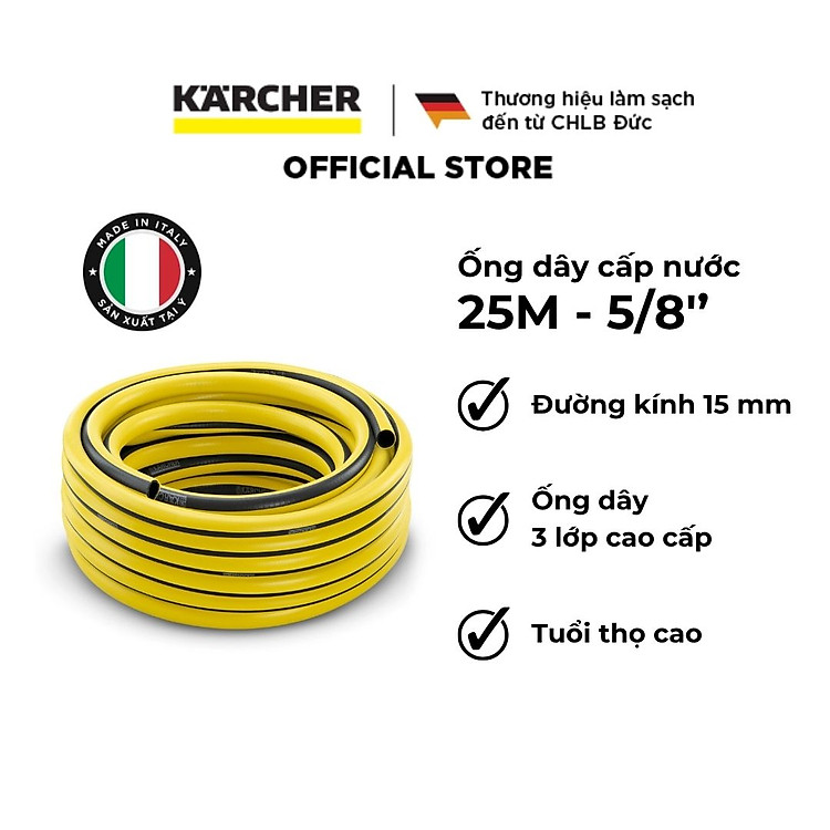 Ống dây cấp nước 25 mét Karcher với đường kính 15 mm (5/8'') - Hàng Chính Hãng