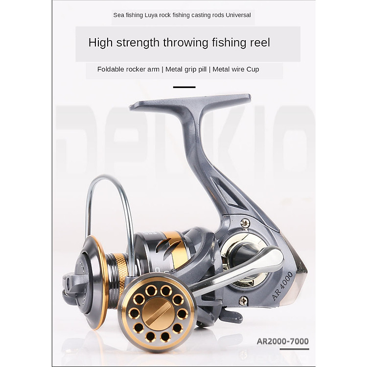 Máy câu cá AR - Kim loại - Siêu bền - Chất lượng cao cấp - Tặng kèm cước MC09