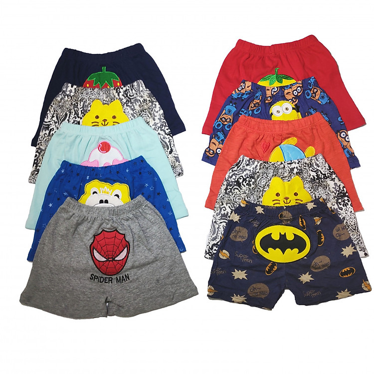 Sét 10 quần đùi mông thú cho bé trai hàng xuất chất dễ thương chất lượng