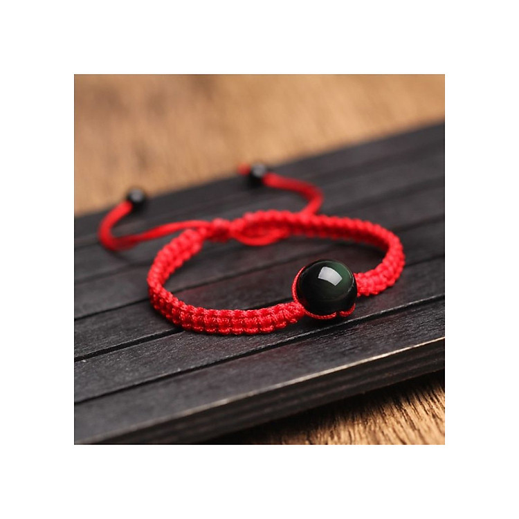 Vòng Tay May Mắn Hạt Đá Phong Thủy Đá Núi Lửa Obsidian