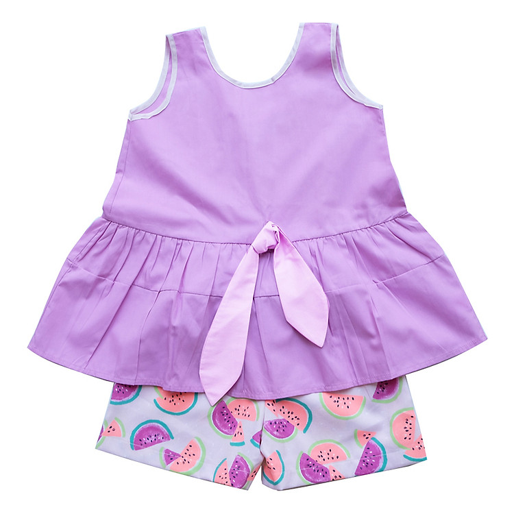 Set Áo Đính Nơ Và Quần In Dưa Hấu Bé Gái CucKeo Kids T31924