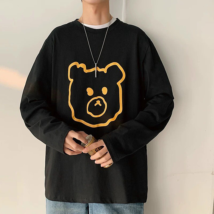Áo thun dài tay Nomac Unisex AT0728 hình gấu/ Freesize/ Phù hợp cả nam và nữ.