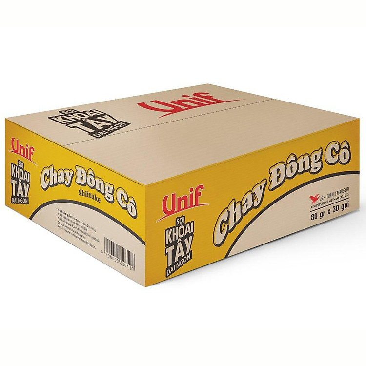 Thùng 30 Gói Mì Unif Chay Nấm Đông Cô 80G