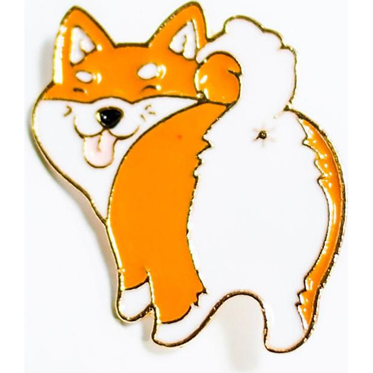 Chó Corgi lông trắng cam - Pin sticker ghim cài áo