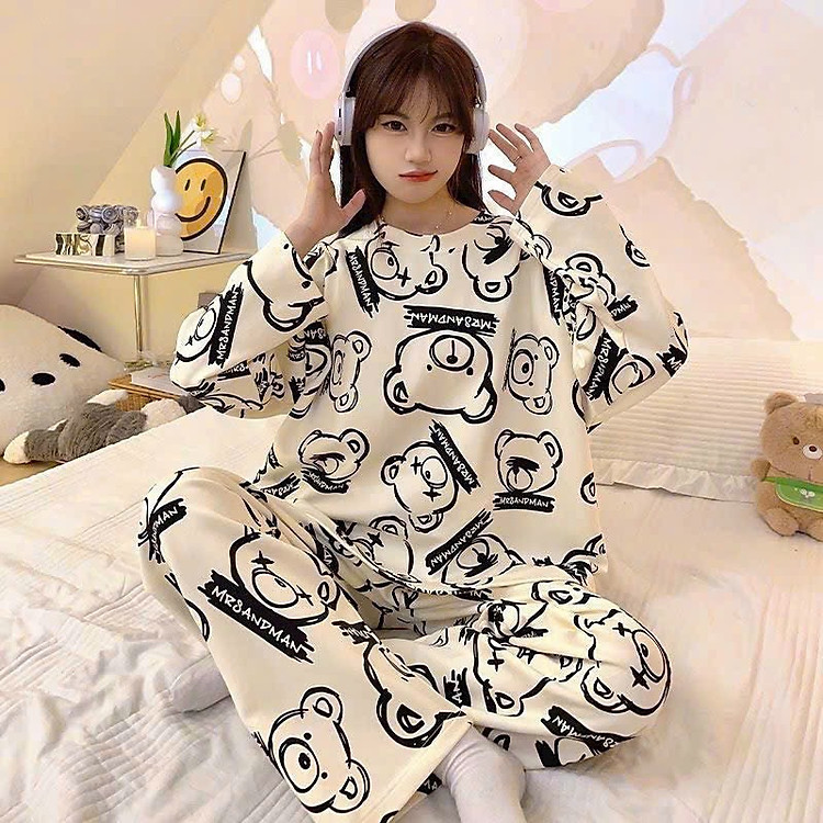 Bộ ngủ 123 cotton tay dài quần dài nhiều mẫu dễ thương