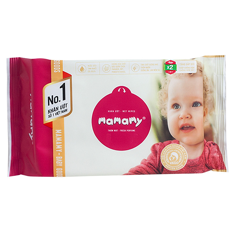 Khăn Giấy Ướt Hương Thơm Mát Không Nắp Kháng Khuẩn An Toàn Cho Bé Mamamy (80 Tờ) - Hồng