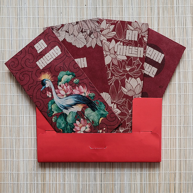 Xấp Bao Lì Xì Kraft Nhật Bản Hoa Sen