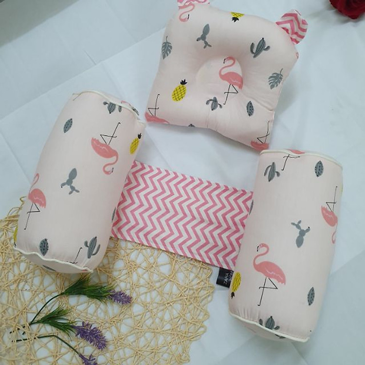 Bộ Gối Lõm, Gối Chặn chống bẹp đầu, méo đầu, móp đầu, con ngủ ngon giấc cho em bé và trẻ sơ sinh