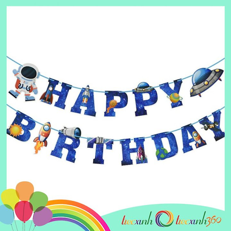Dây chữ Happy Birthday chủ đề không gian – M1