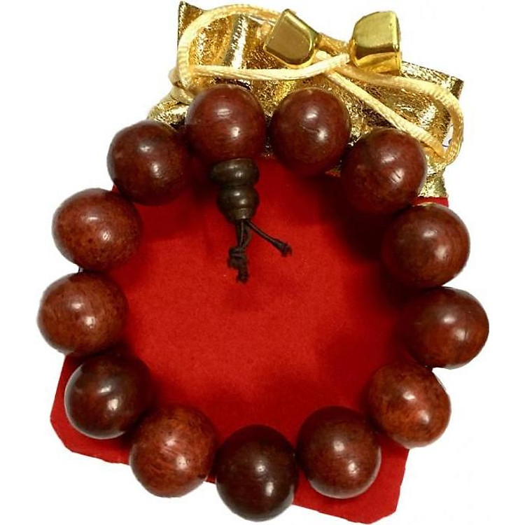 Vòng tay nam phong thủy gỗ sưa đỏ may mắn (có kèm túi gấm cao cấp)