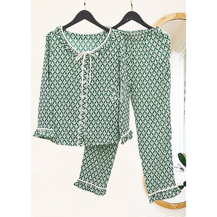 Bộ đồ ngủ nữ tay dài quần dài thu đông cao cấp PJ125