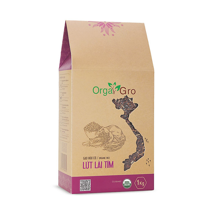 Gạo hữu cơ Lứt lài tím OrgaGro (1kg)