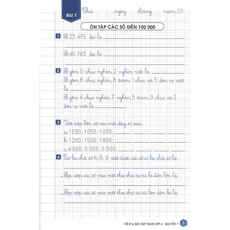 Vở Ô Li Bài Tập Toán 4 - Quyển 1 - Ảnh 4