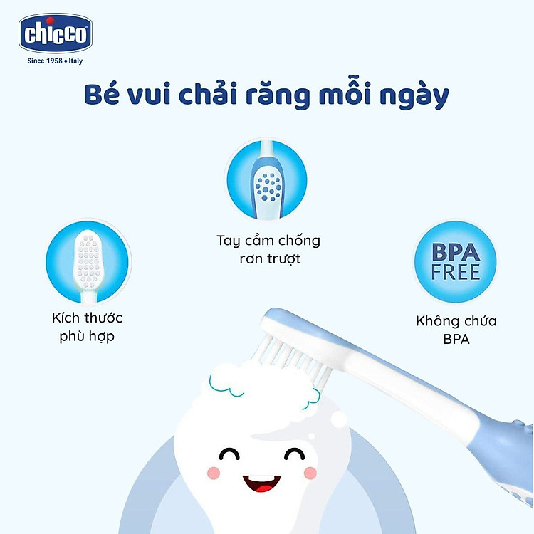 Bàn chải đánh răng Chicco 6M+ Cá xanh Chính hãng Tiết kiệm - Hình ảnh 3