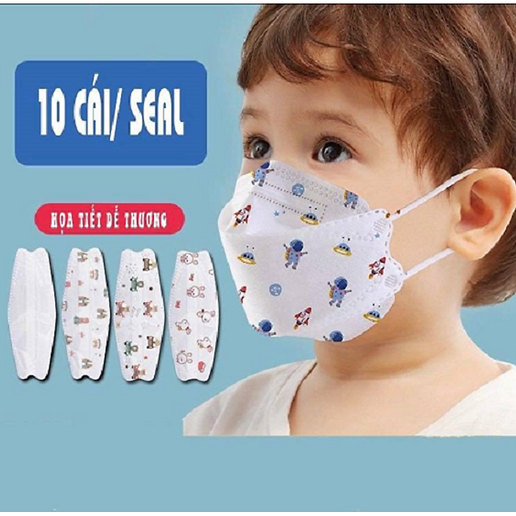 Hộp 10 cái khẩu trang em bé, trẻ em 5D Mask Kids Lily hoặc KF94 trẻ em Hàn Quốc - KN95 trẻ em - Màu ngẫu nhiên