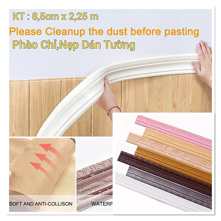 Phào chỉ xốp, nẹp xốp, viền xốp dán tường 3d khổ lớn nhất 2,25 m x 8,5 cm giá gốc