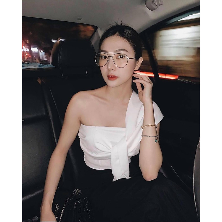 Áo CROPTOP Lệch 1 Bên Vai (TRẮNG)