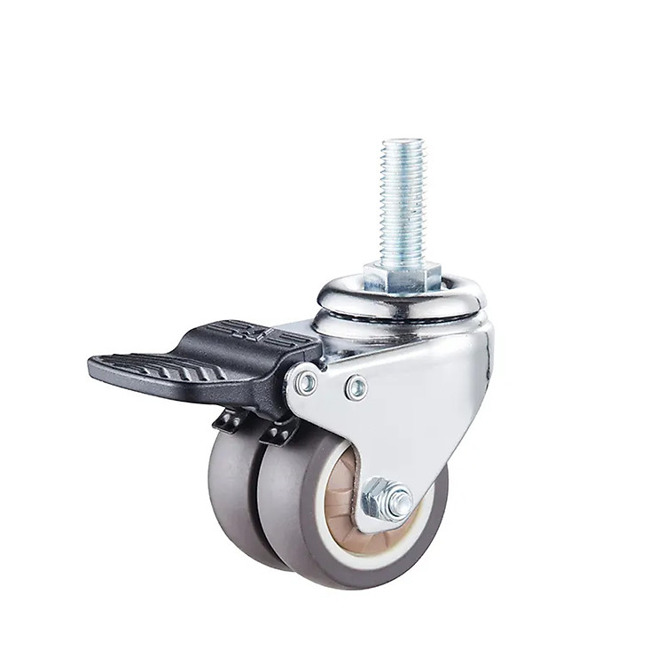 Bánh xe đẩy (caster) chuyên dụng cho bàn công thái học,hàng có bạc đạn và khóa nhựa PVC