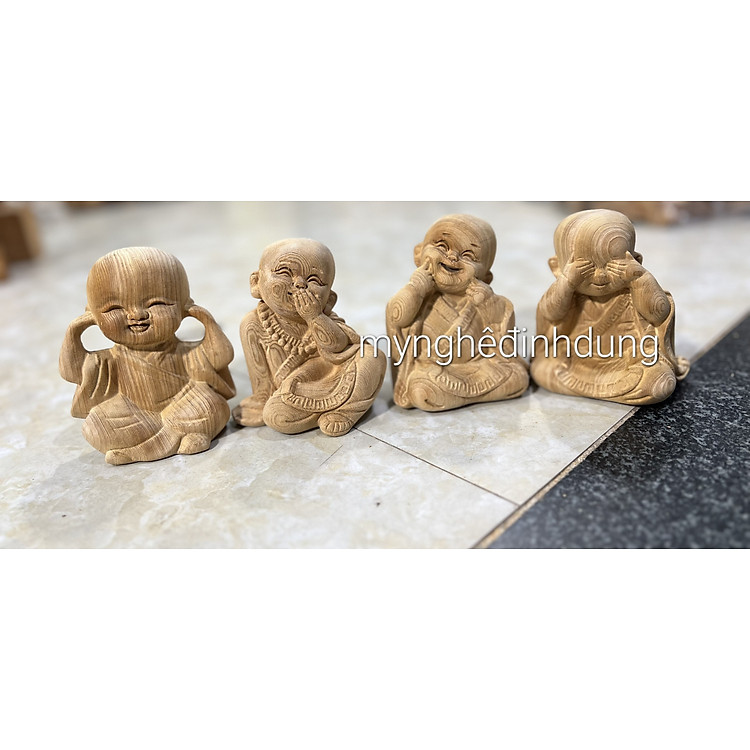 Tượng Tứ Không Bằng Gỗ Ngọc Am (9×8×6cm)