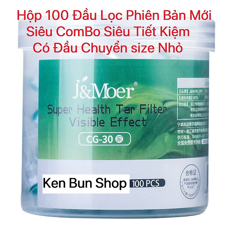 Hộp 100 Đầu Lọc Bảo Vệ Sức Khoẻ Có Đầu Chuyển