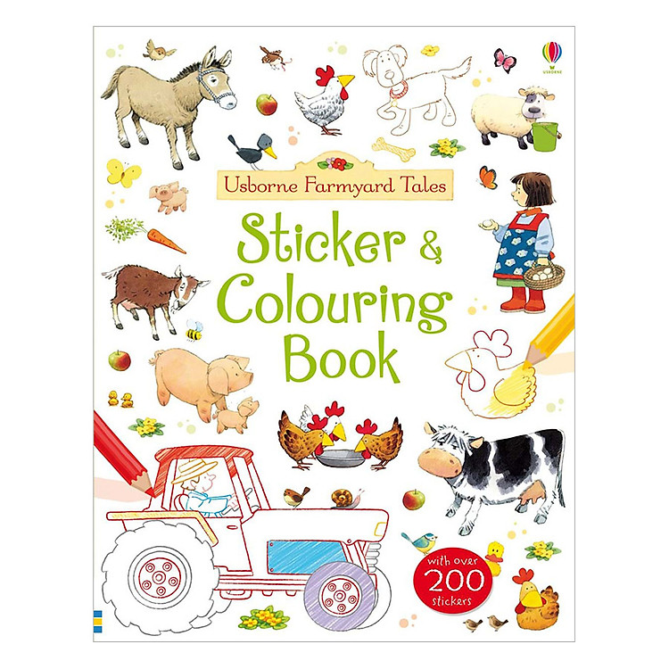 Sách Usborne Farmyard Tales Sticker and Colouring Book (Bind-up)