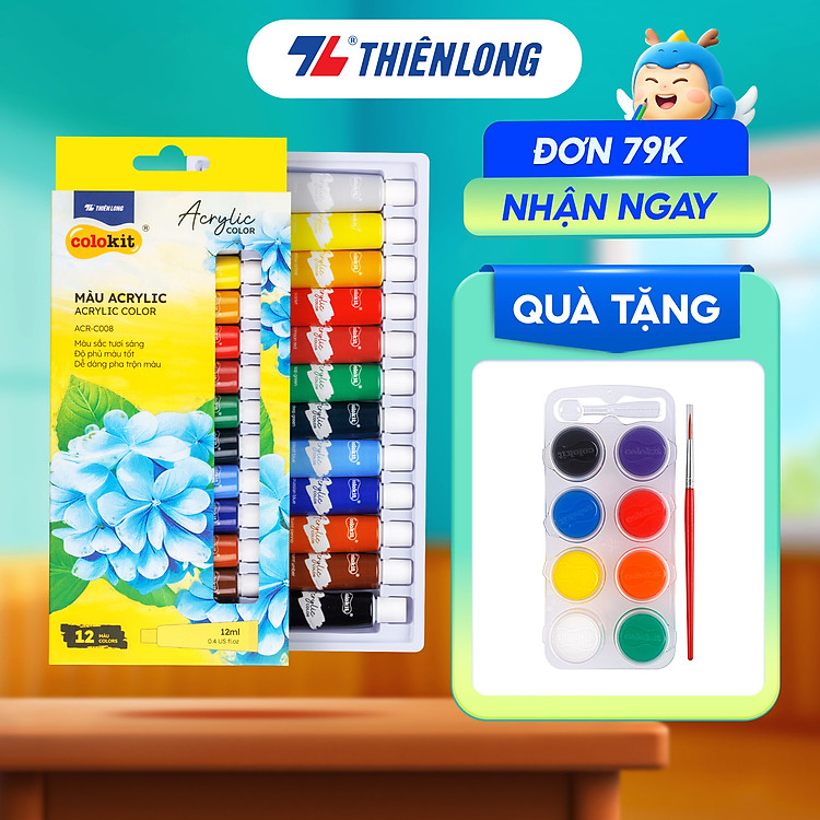 Màu Nước Acrylic Dạng Tuýp 12ml Thiên Long Colokit ACR-C008