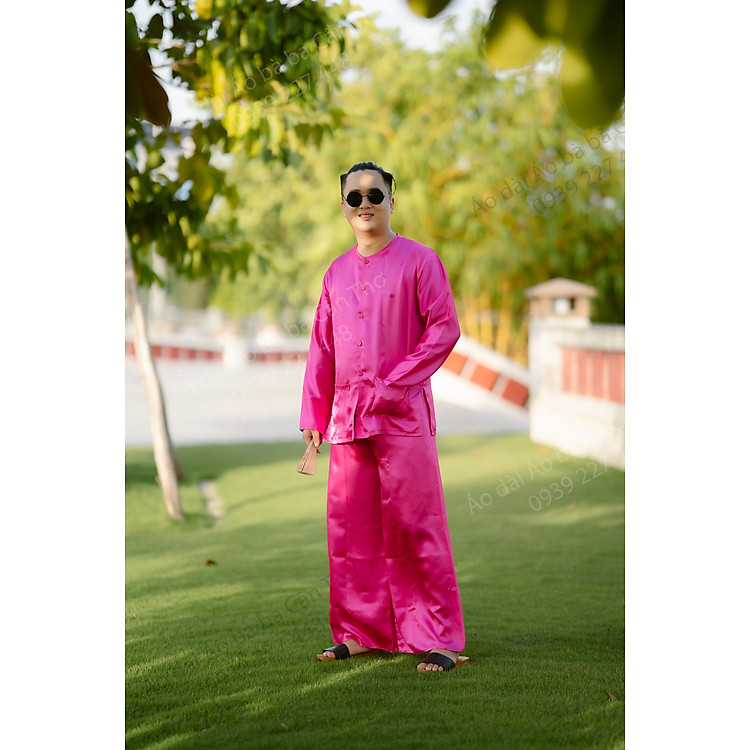 Bộ bà ba phi bóng hồng cánh sen - Có bộ bà ba Bigsize- may sỉ bà ba toàn quốc - May bộ bà ba theo yêu cầu