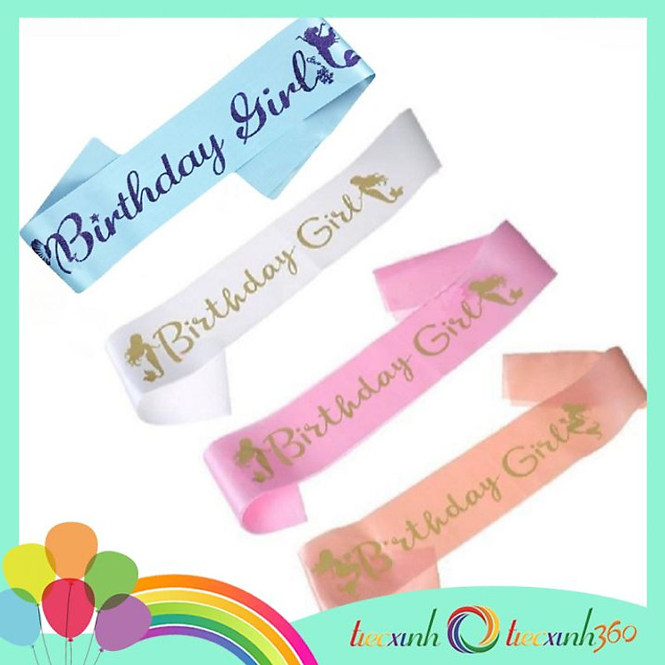 Băng đeo chéo sinh nhật tiệc xinh Birthday Girl tiên cá - Trắng - Ảnh 6