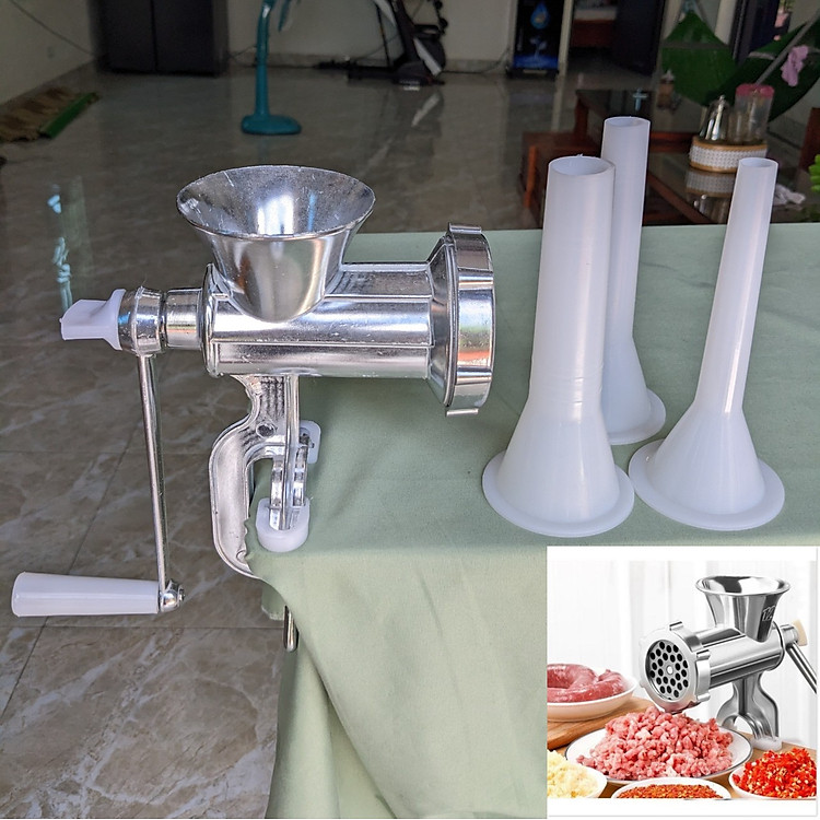 Xay Thịt Quay Tay Bằng Gang Size 10 (kèm 3 ống nhồi xúc xích) - Ảnh 3