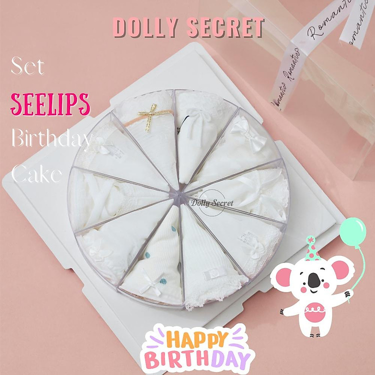 Set bánh sinh nhật 10 quần chip DOLLY SECRET - SEELIPS BIRTHDAY CAKE Collection tone trắng quà tặng bạn gái ý nghĩa B08