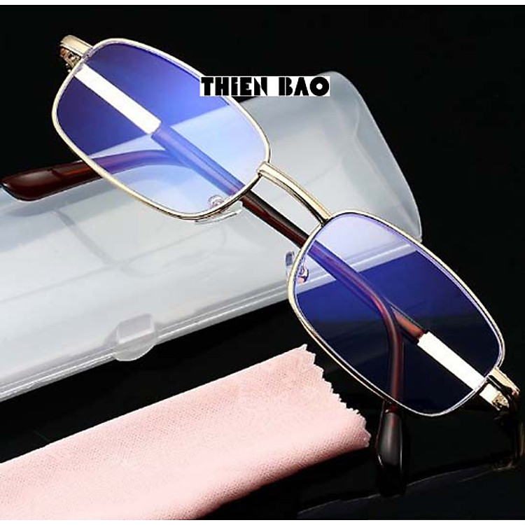Kính lão thị, viễn thị toàn viền, kim loại NAM NỮ VÀNG GOLD PUMA02 tròng phản quang chống mỏi chuẩn độ cao cấp