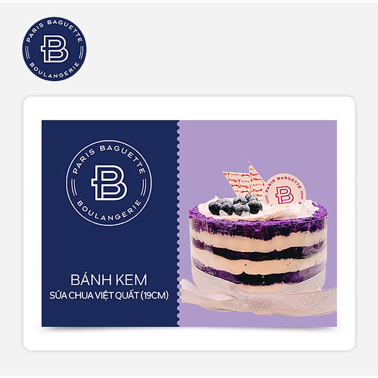 Paris Baguette - Bánh Kem Sữa Chua Việt Quất (19cm) áp dụng tại các chi nhánh