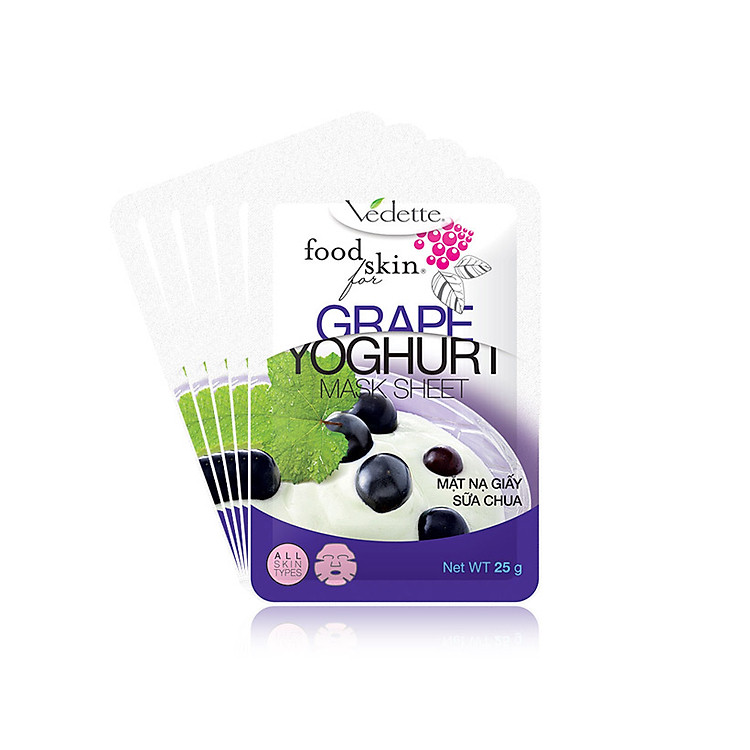 Lô 5 Mặt Nạ Giấy Sữa Chua Vedette Nho 25g