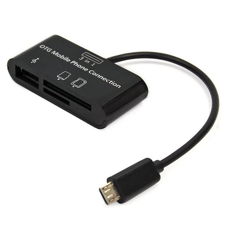 Đầu đọc thẻ nhớ cho điện thoại Samsung, OPPO, Xiaomi, LG cổng Micro USB - 3in1 - Hàng nhập khẩu