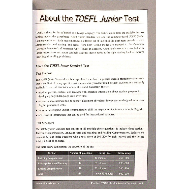 Perfect Toefl Junior Book 1 - Ảnh 5