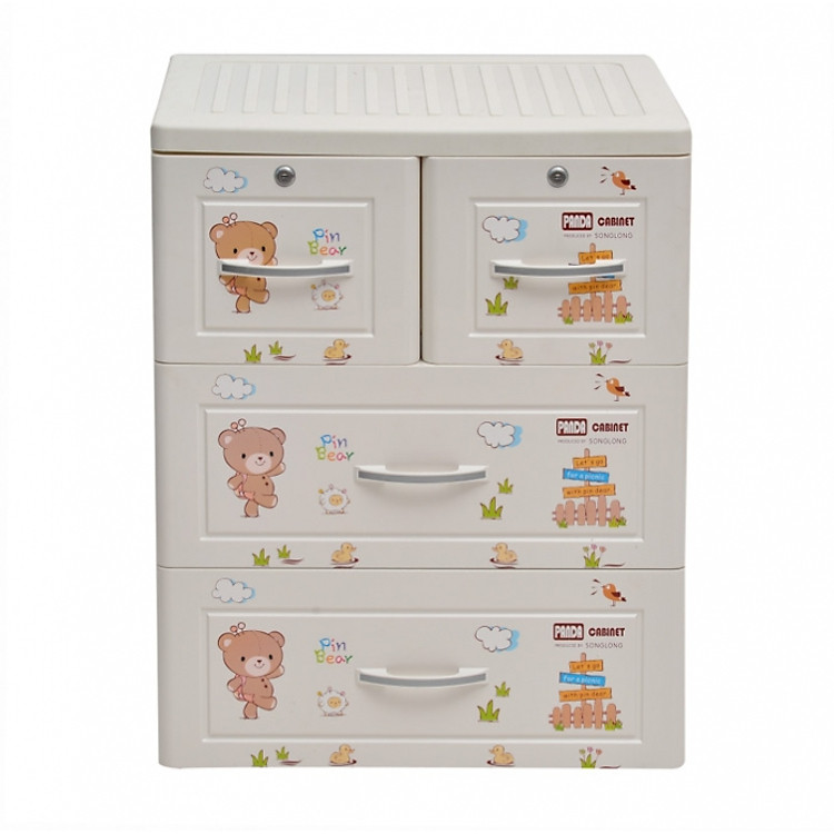 Tủ đựng quần áo Panda Song Long 3 tầng có khóa - Màu ngẫu nhiên