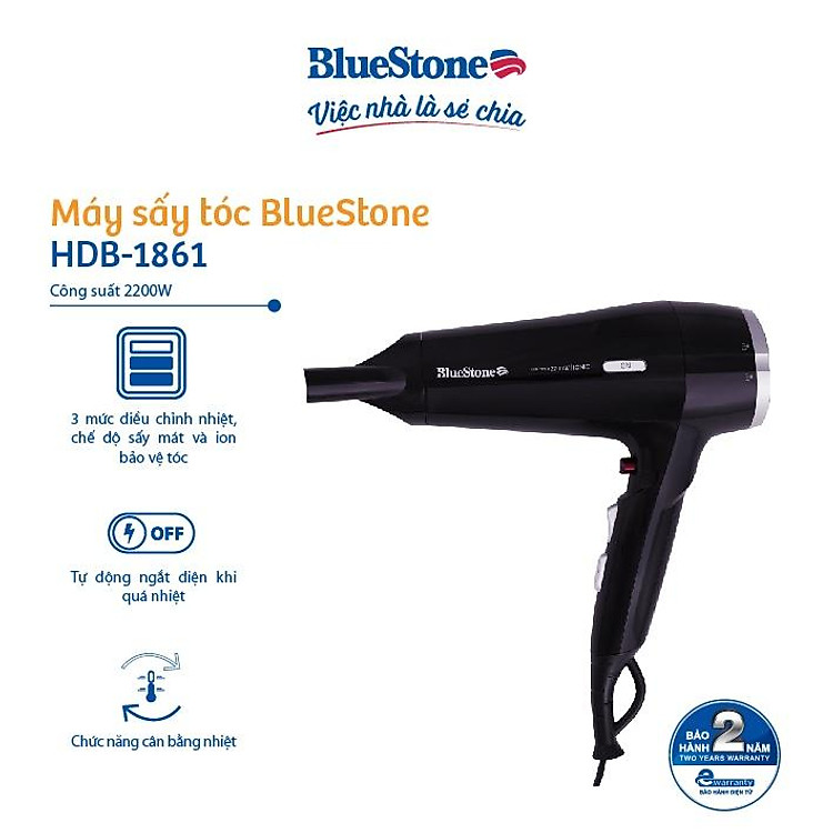 MÁY SẤY TÓC BLUESTONE HDB-1861 - Hàng chính hãng