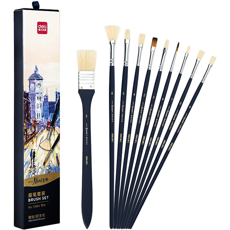 Cọ Vẽ Chuyên Nghiệp Deli 73884 (10 chiếc)