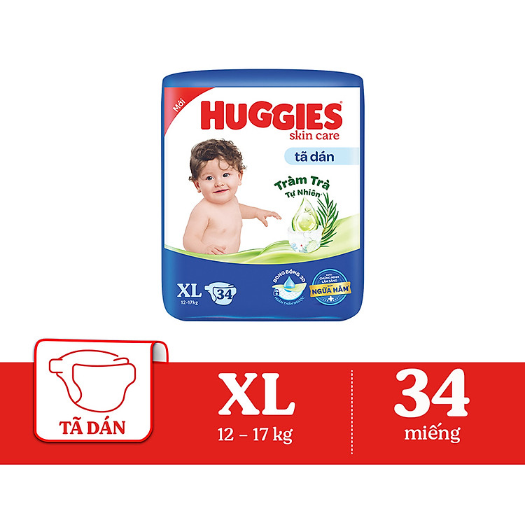Tã dán Huggies Skincare Jumbo XL34