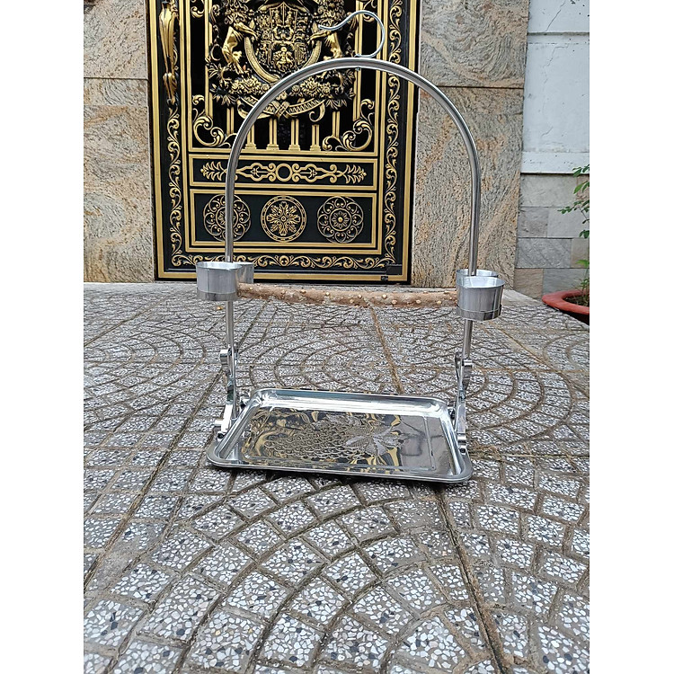 1 cầu đứng size trung (thanh ngang gỗ gạo) (40*30*55) dùng cho các dòng vẹt đứng (chưa bao gồm xích chân)