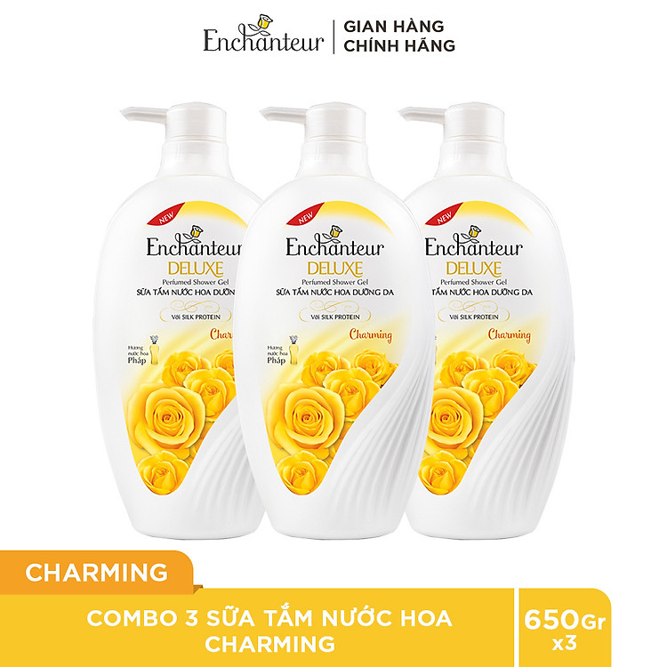 Combo 3 Sữa tắm hương nước hoa Enchanteur Charming 650gr/Chai